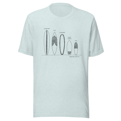 Surfboard Quiver Pleasure Point, CA (black art) - Unisex 100% Cotton T-shirt - 14 colors