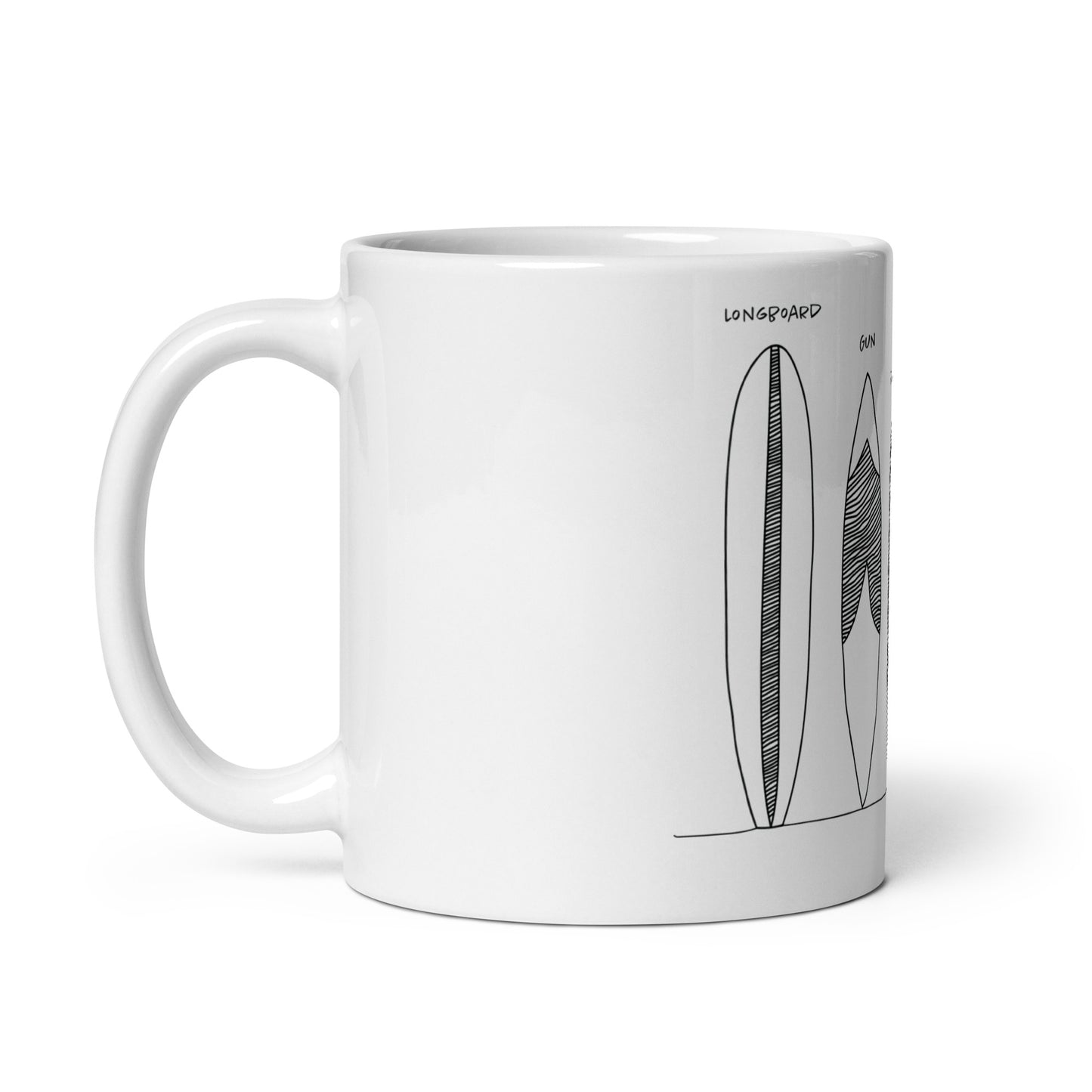 Surfboard Quiver Pleasure Point, CA  - White glossy mug - 3 Sizes