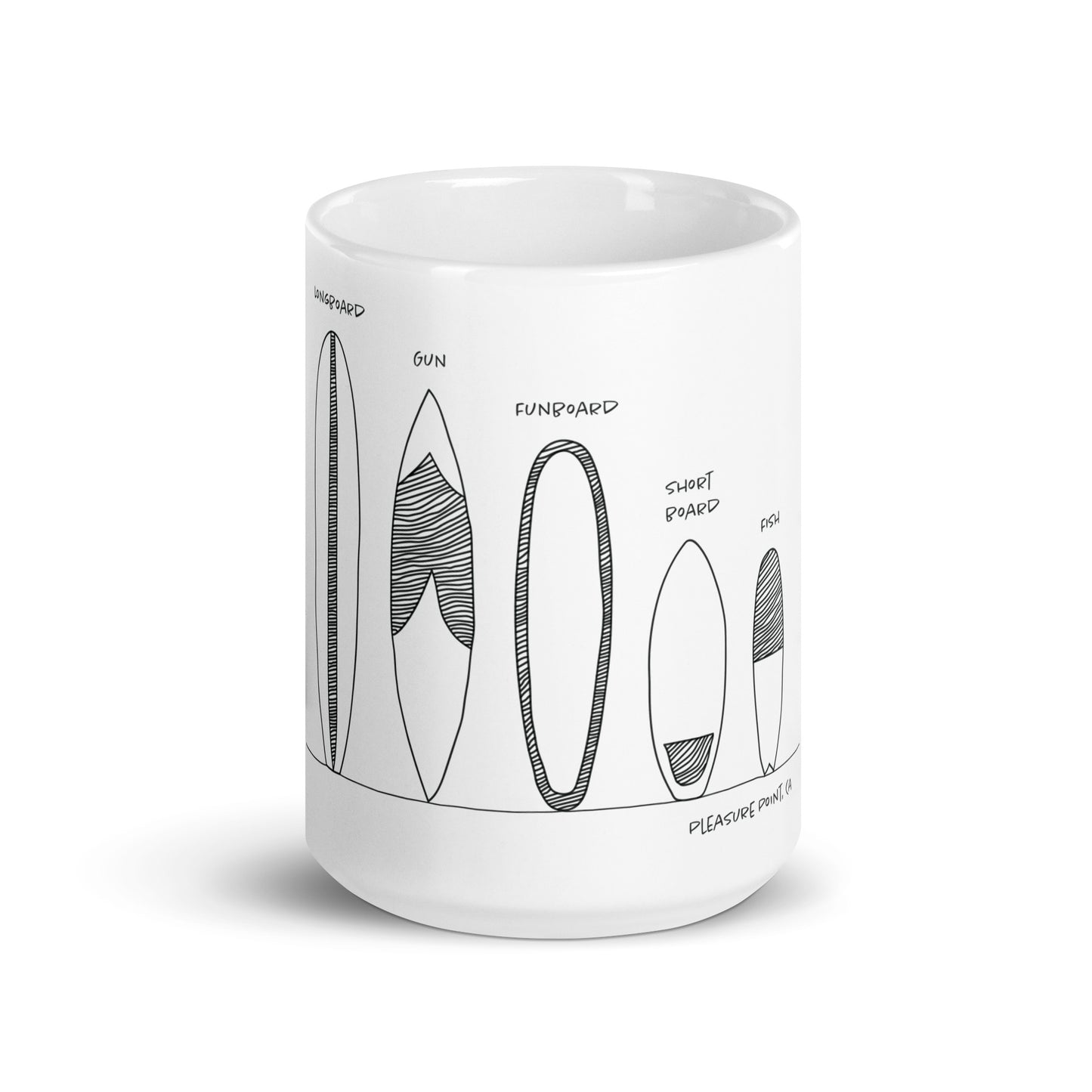 Surfboard Quiver Pleasure Point, CA  - White glossy mug - 3 Sizes