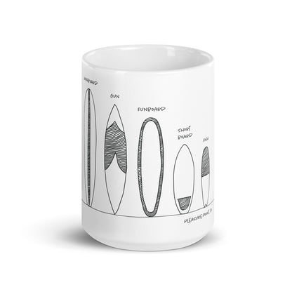 Surfboard Quiver Pleasure Point, CA  - White glossy mug - 3 Sizes