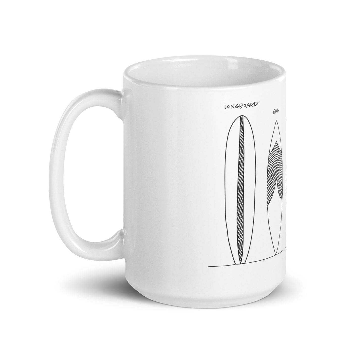 Surfboard Quiver Pleasure Point, CA  - White glossy mug - 3 Sizes