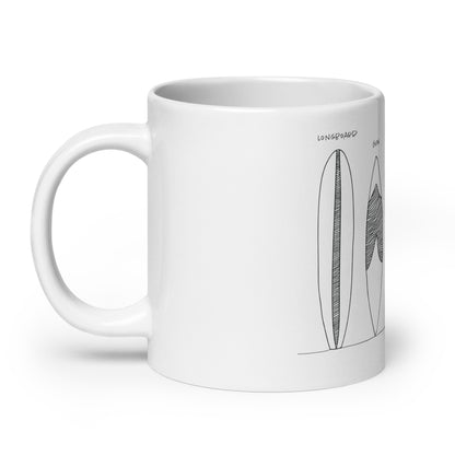 Surfboard Quiver Pleasure Point, CA  - White glossy mug - 3 Sizes